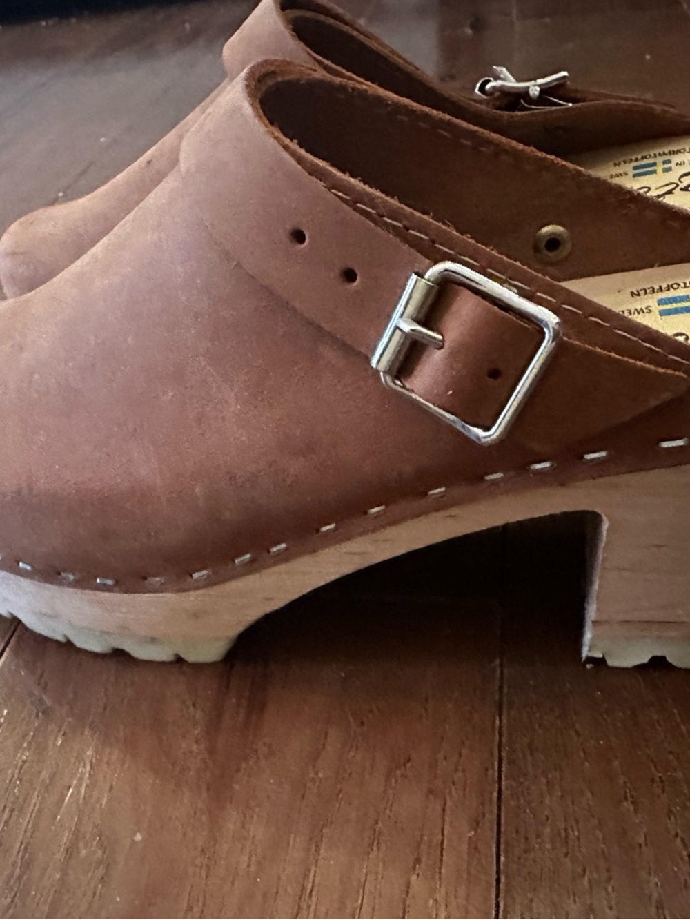 Lotta From Stockholm Brown Suede Clog with Silver Buckle